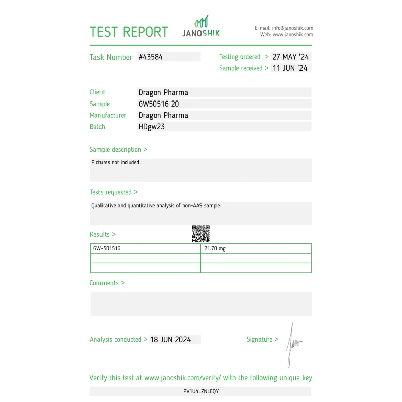 GW501516 - Cardarine - Dragon Pharma, Europe