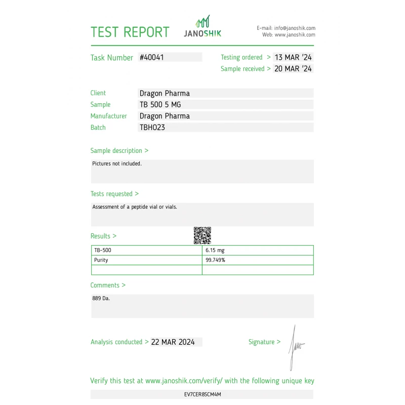 TB 500 - Thymosin beta 4 - Dragon Pharma, Europe