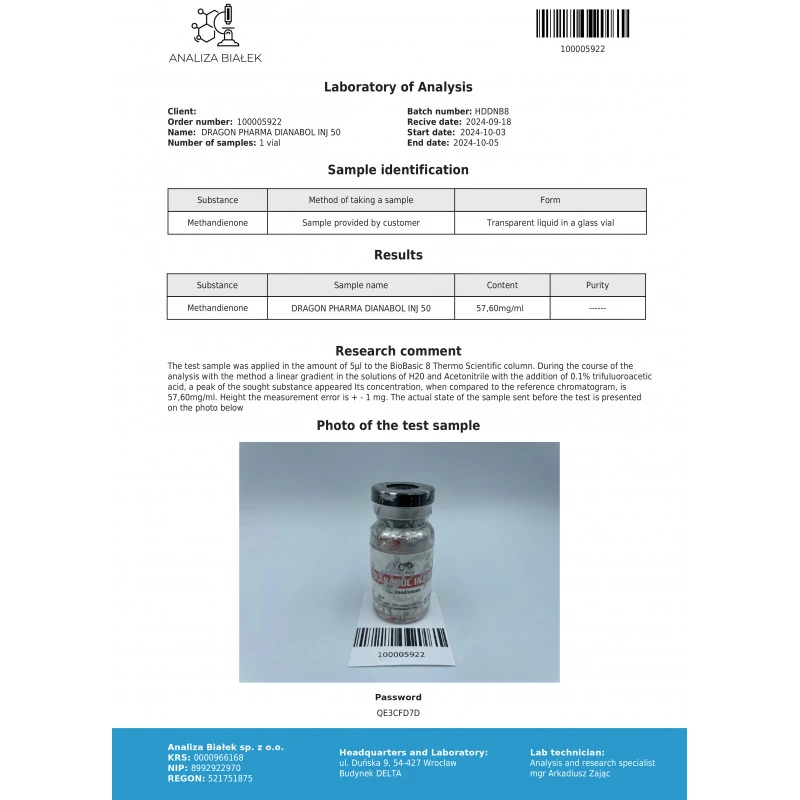 Dianabol Inj 50 - Methandienone - Dragon Pharma, Europe