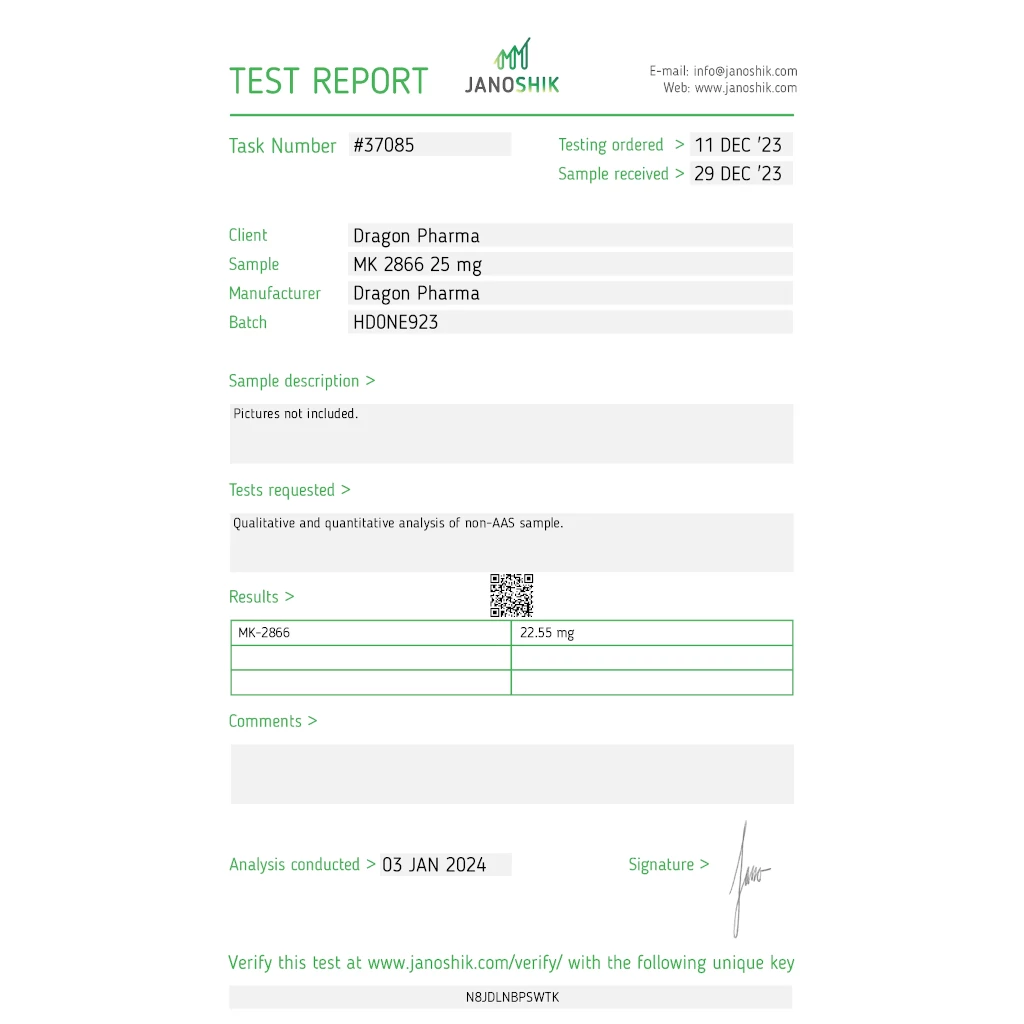 MK 2866 - Enobosarm - Dragon Pharma, Europe