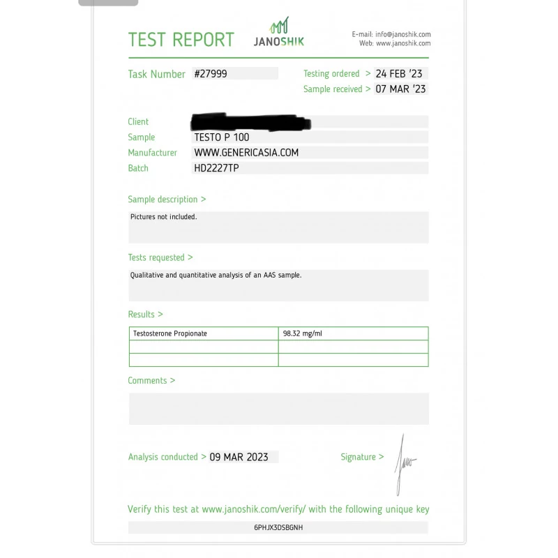 Testo P 100 - Testosterone Propionate - Generic Asia