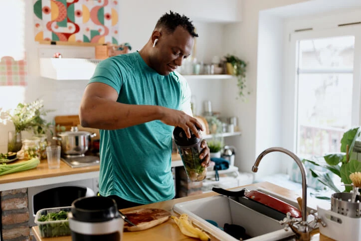 Athlete preparing a post-workout shake